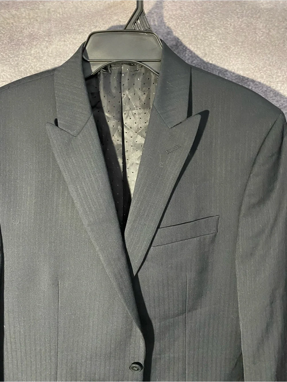 Michael Strahan Collection Men Black Pinstripe Suit Jacket Blazer 40L Wool